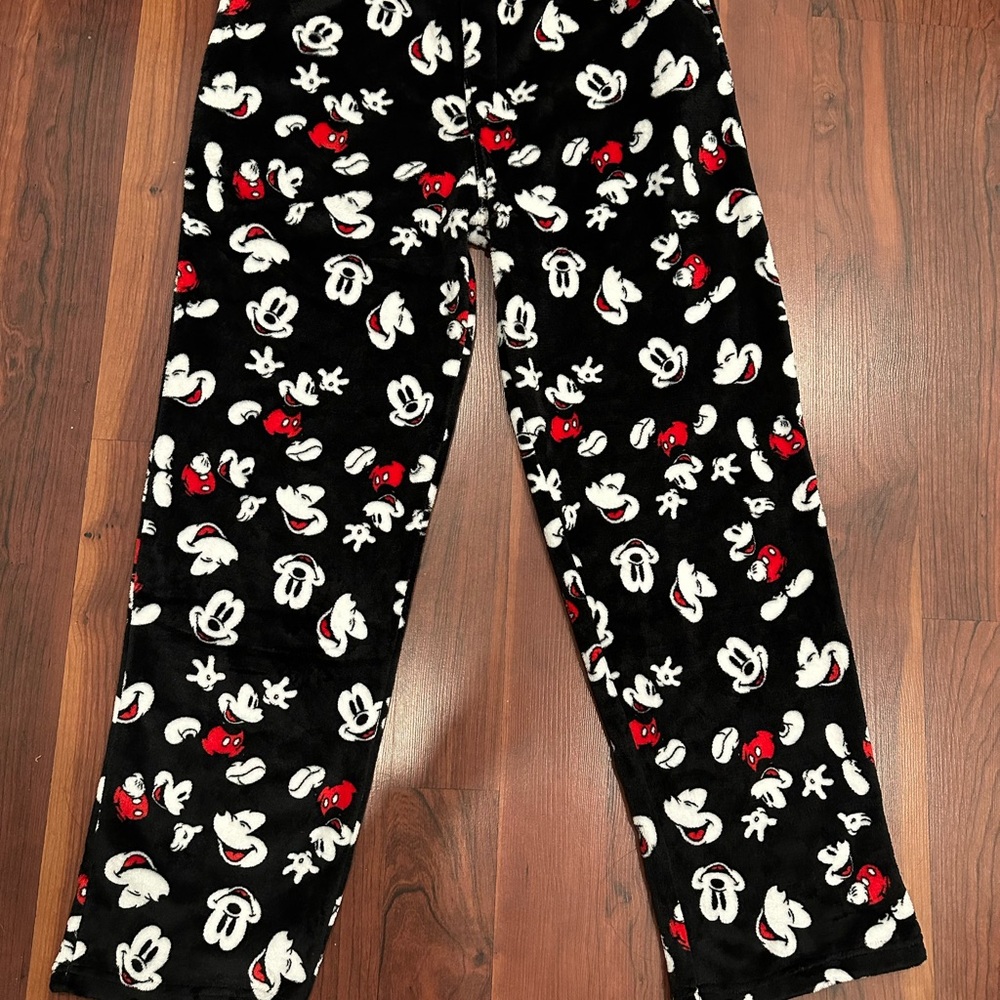 Disney Mickey Mouse adult male Pajama Bottoms - Black with Red and White Accents